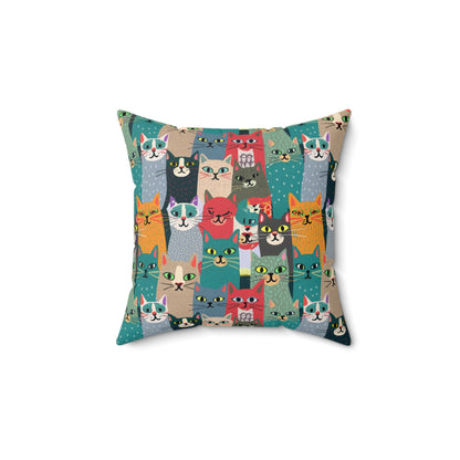 Whisker Wonderland Faux Suede Square Pillow
