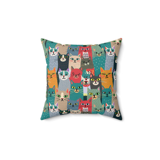 Whisker Wonderland Faux Suede Square Pillow