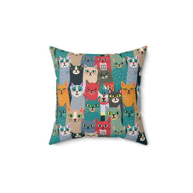 Whisker Wonderland Faux Suede Square Pillow