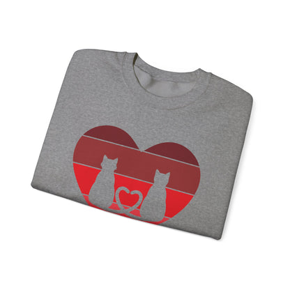 Cat Tail Love Retro Heart Crewneck Sweatshirt
