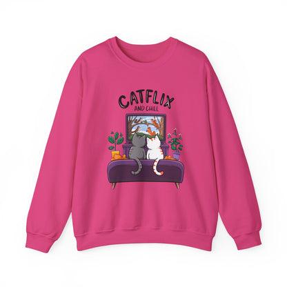 Catflix And Chill Crewneck Sweatshirt