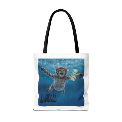 Purrvana Nevermeow Album Cover Tote Bag