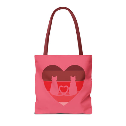Cat Tail Love Retro Heart Tote Bag