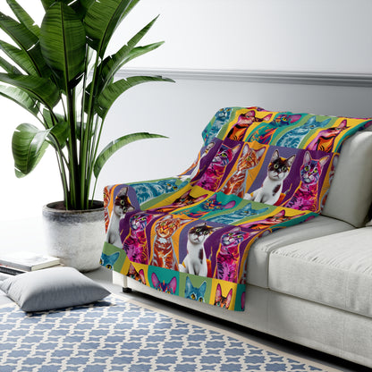 Catty Warhol Sherpa Fleece Blanket