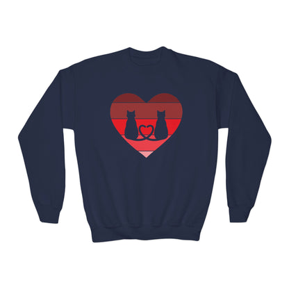 Cat Tail Love Retro Heart Youth Crewneck Sweatshirt