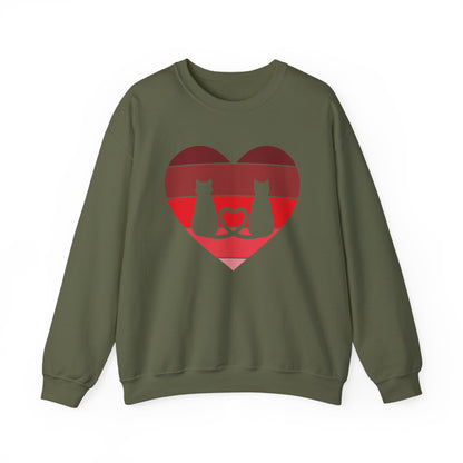 Cat Tail Love Retro Heart Crewneck Sweatshirt