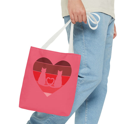 Cat Tail Love Retro Heart Tote Bag