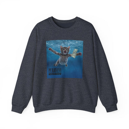 Purrvana Nevermeow Album Cover Crewneck Sweatshirt