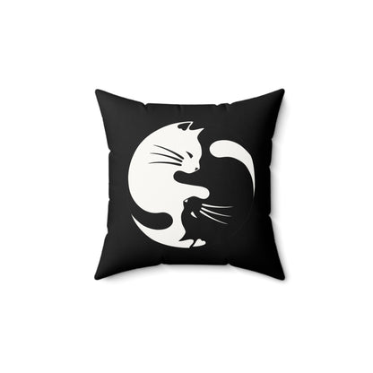 Yin Yang Kitties Faux Suede Square Pillow