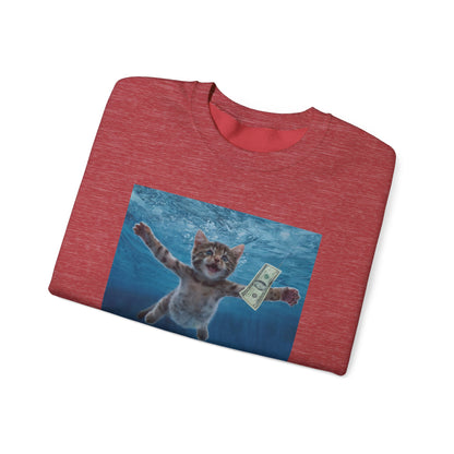 Purrvana Nevermeow Album Cover Crewneck Sweatshirt