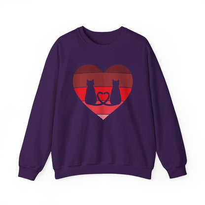 Cat Tail Love Retro Heart Crewneck Sweatshirt