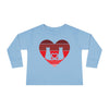 Cat Tail Love Retro Heart Toddler Long Sleeve Tee