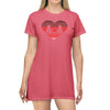 Cat Tail Love Retro Heart T-Shirt Dress