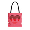 Cat Tail Love Retro Heart Tote Bag