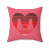 Cat Tail Love Retro Heart Faux Suede Square Pillow