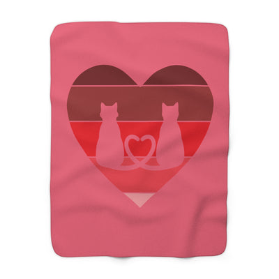 Cat Tail Love Retro Heart Sherpa Fleece Blanket