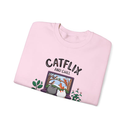 Catflix And Chill Crewneck Sweatshirt