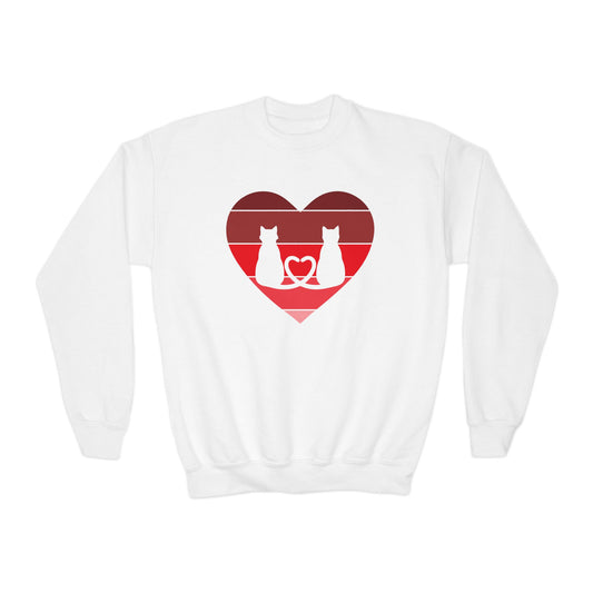 Cat Tail Love Retro Heart Youth Crewneck Sweatshirt