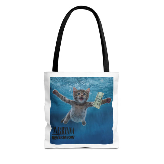 Purrvana Nevermeow Album Cover Tote Bag