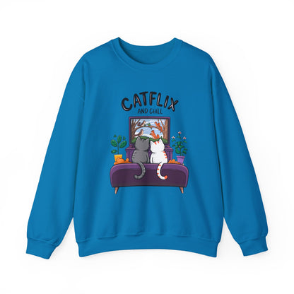 Catflix And Chill Crewneck Sweatshirt