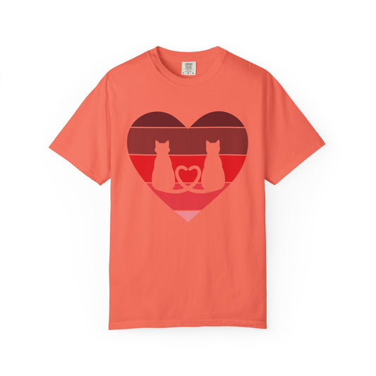 Cat Tail Love Retro Heart T-Shirt