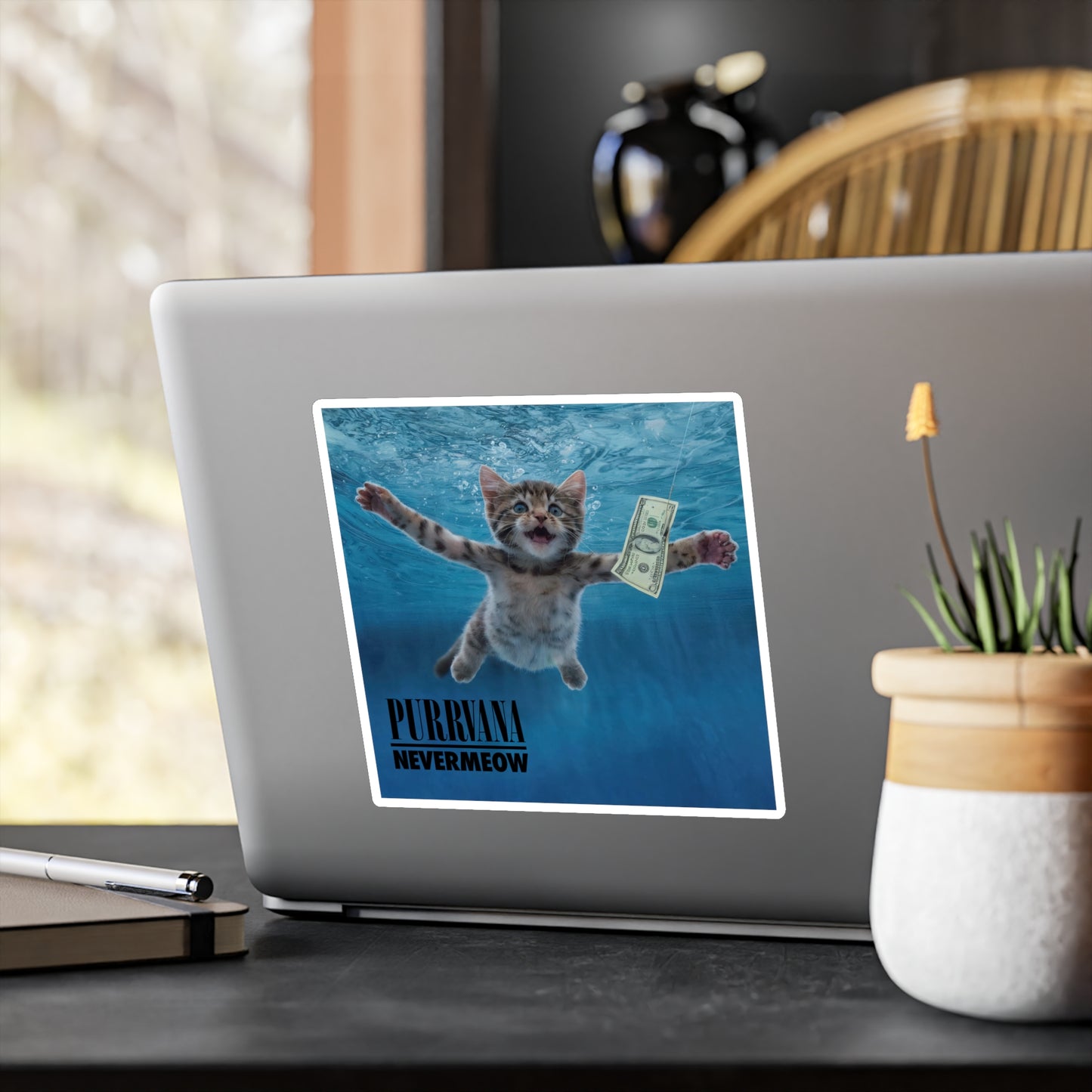 Purrvana Nevermeow Album Cover Vinyl Decal