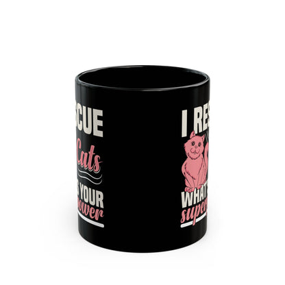 Rescue Superpower Cat Black Coffee Mug
