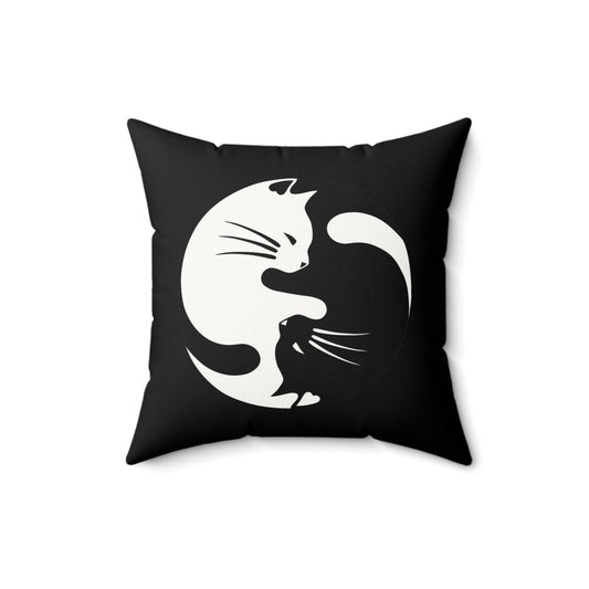 Yin Yang Kitties Faux Suede Square Pillow