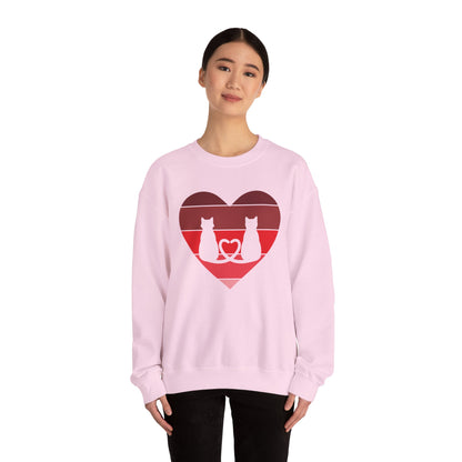 Cat Tail Love Retro Heart Crewneck Sweatshirt