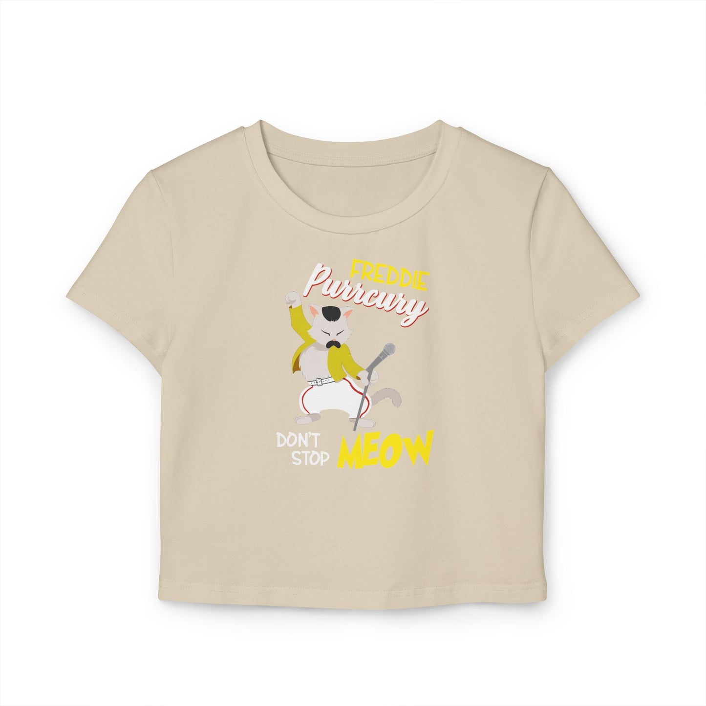 Freddie Purrcury Don't Stop Meow Women's Baby Tee