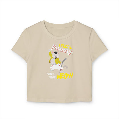 Freddie Purrcury Don't Stop Meow Women's Baby Tee