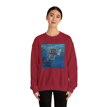 Purrvana Nevermeow Album Cover Crewneck Sweatshirt