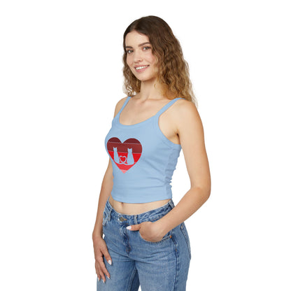 Cat Tail Love Retro Heart Women's Spaghetti Strap Tank Top