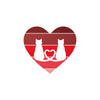Cat Tail Love Retro Heart Vinyl Decal