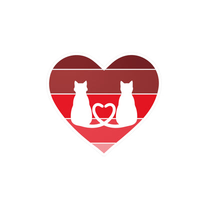Cat Tail Love Retro Heart Vinyl Decal