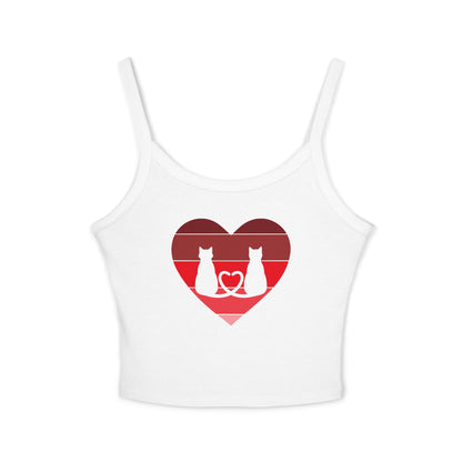Cat Tail Love Retro Heart Women's Spaghetti Strap Tank Top