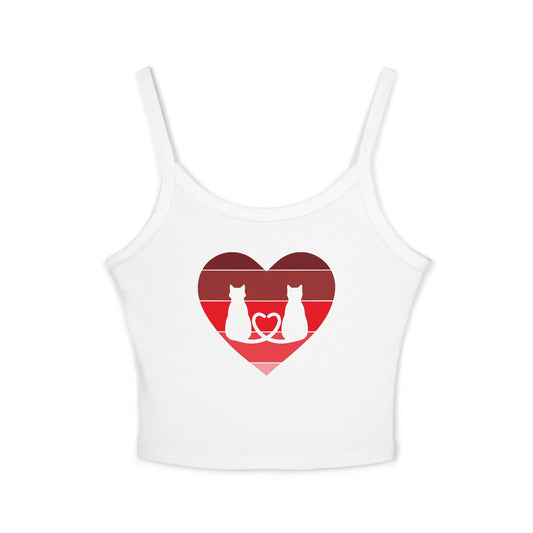 Cat Tail Love Retro Heart Women's Spaghetti Strap Tank Top