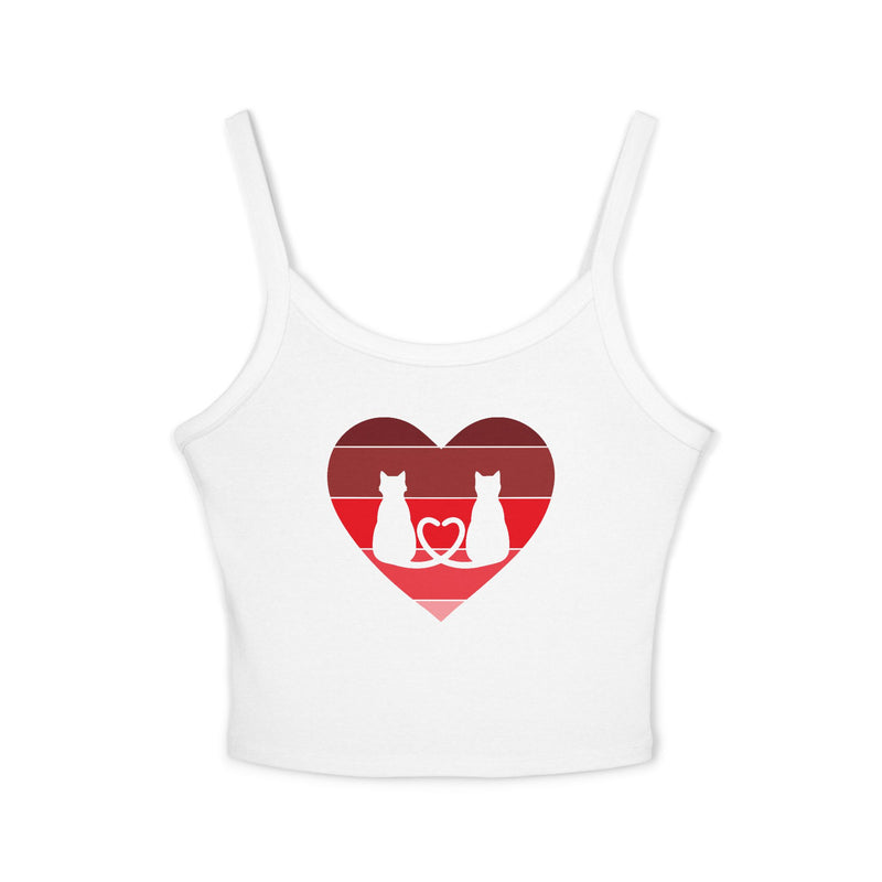 Cat Tail Love Retro Heart Women's Spaghetti Strap Tank Top
