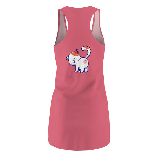Cat Tail Love Retro Heart Women's Racerback Dress