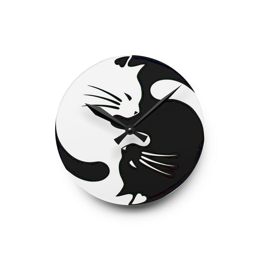 Yin Yang Kitties Acrylic Wall Clock