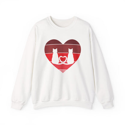 Cat Tail Love Retro Heart Crewneck Sweatshirt