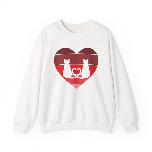 Cat Tail Love Retro Heart Crewneck Sweatshirt