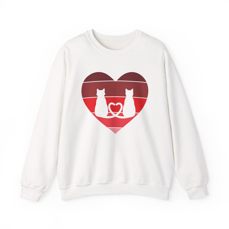 Cat Tail Love Retro Heart Crewneck Sweatshirt
