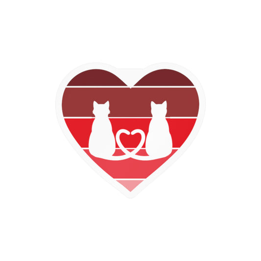 Cat Tail Love Retro Heart Vinyl Decal