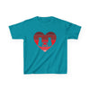 Cat Tail Love Retro Heart Kids Heavy Cotton T-shirt