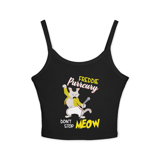 Freddie Purrcury Don't Stop Meow Women's Spaghetti Strap Tank Top