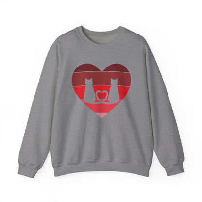 Cat Tail Love Retro Heart Crewneck Sweatshirt