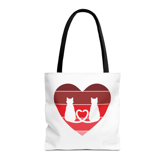 Cat Tail Love Retro Heart Tote Bag