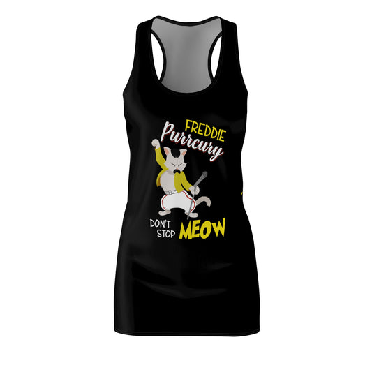 Freddie Purrcury Don't Stop Meow Women's Racerback Dress