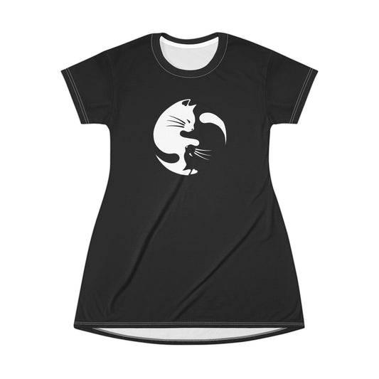 Yin Yang Kitties T-Shirt Dress
